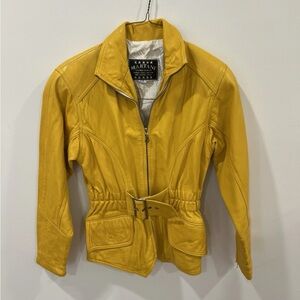 MARTANI Women’s Small 100% Leather Yellow Vintage Biker Jacket
